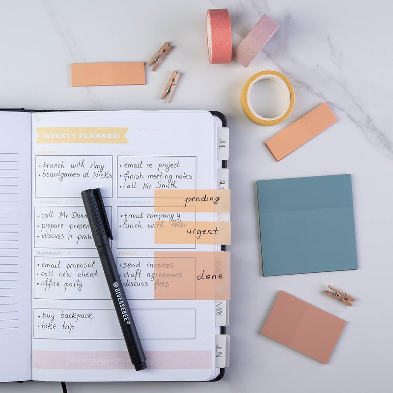 DIVERSEBEE Transparent Sticky Notes (Includes Quick Dry Pen), Cute Clear Sticky Tabs, Translucent Page Flags Book Markers Stickers, Planner Accessories Bible Journaling Study Office Supplies (Candy) - Image 3
